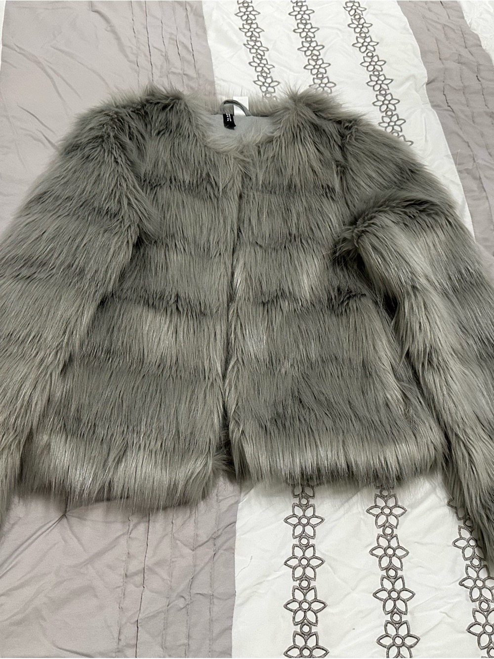 H&M Gray Faux Fur Teddy Jacket